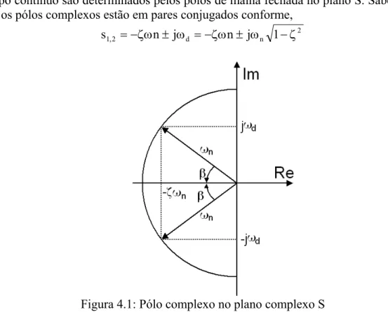 Figura 4.1: Pólo complexo no plano complexo S 