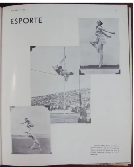 Figura  6:  Página  da  seção  “Esporte”.  As  imagens  são  de  atletas  alemãs  realizando saltos, uma modalidade esportiva moderna, segundo a Bazar