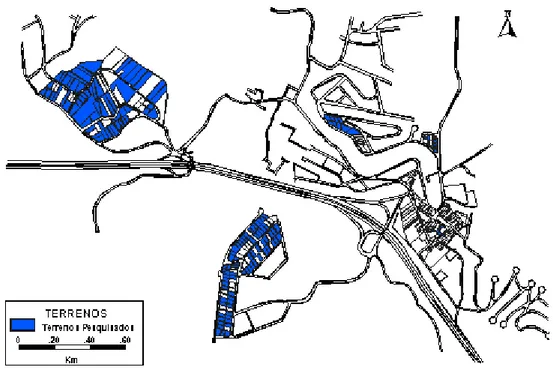 Figura 4.1 - Distribuição espacial dos lotes pesquisados na cidade de Araçariguama.
