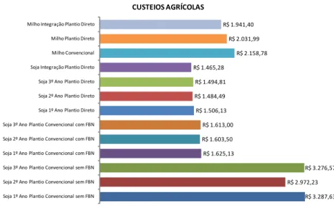 Figura 1: Custeios agrícolas utilizados nas projeções.