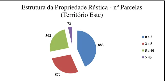 Gráfico nº 10 – Estrutura da Propriedade Rústica – nº de parcelas (Território Este) 