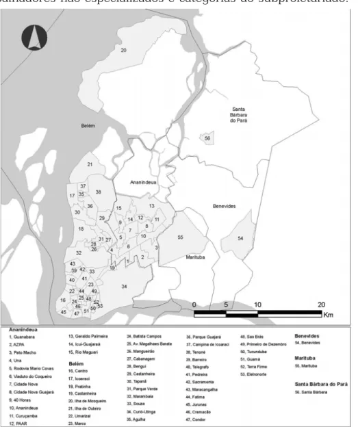 Figura 7: Limites municipais e áreas de expansão domiciliar (AED) da região metropolitana de Belém (2000).