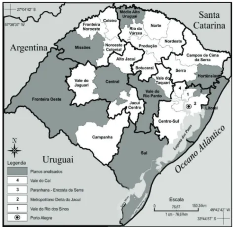 Figura 2 – Regiões Funcionais do Rio Grande do Sul e Conselhos Regionais de  Desenvolvimento (COREDEs)