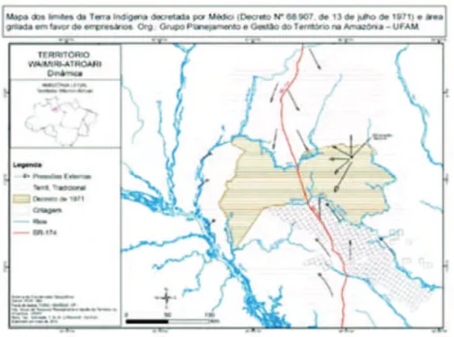 Figura  2.  Modificações  ocorreram  no  território  Waimiri-Atroari  após  o  decreto  dos  militares
