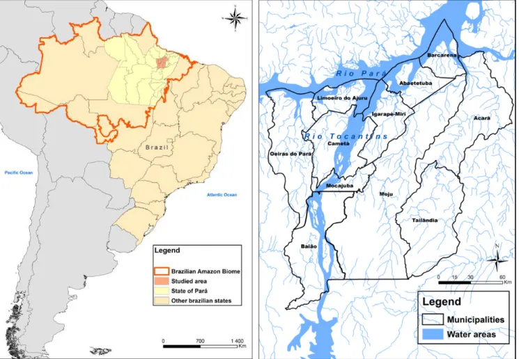 Figura 1 Localização e hidrografia do Território do Baixo Tocantins