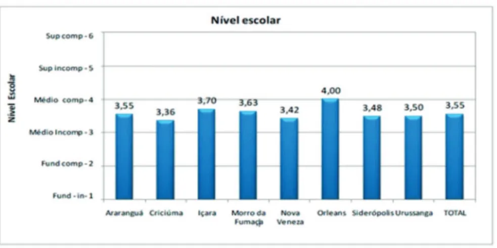 Gráfico 1 – Nível escolar por município