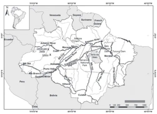 Figure 1. Brazil’s Legal Amazon region with locations mentioned in the text.