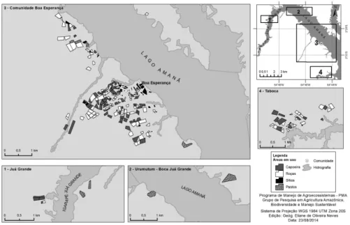 Figura  2  –  Localização  dos  land use stages  mapeados  na  comunidade  de  Boa  Esperança, Reserva de Desenvolvimento Sustentável Amanã, AM.
