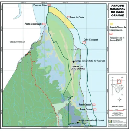 Figura 4 – Área do Parque Nacional do Cabo Orange que faz parte do termo de  compromisso n o  2012