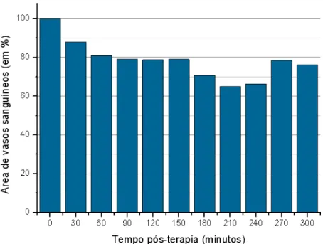 Figura 12 - Gráfico com o comportamento do efeito vascular pós-terapia com 1 µg/cm² de porfirina.