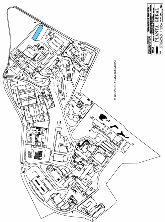 Figura 2.1: Planta geral do Instituto de Pesquisas Energéticas e Nucleares  com a localização do galpão da Salvaguardas 