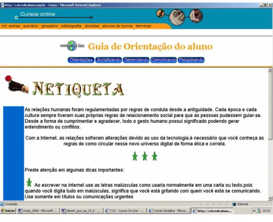 Figura 10. Página com orientações sobre Netiqueta