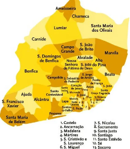 Figura 3.1 – Mapa de Localização das Freguesias de Lisboa 