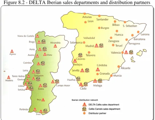Figure 8.2 - DELTA Iberian sales departments and distribution partners 