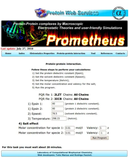 Figura 28: Tela para definic¸˜ao das condic¸˜oes experimentais das simulac¸˜oes com as estruturas tridimensionais.