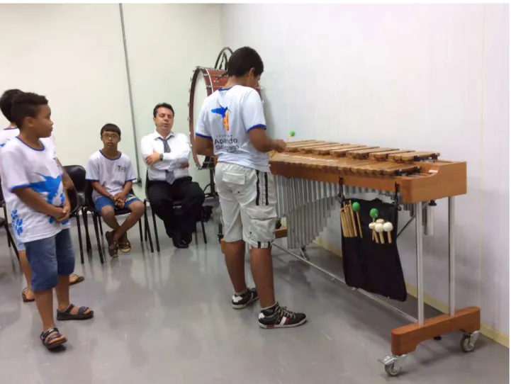 Figura 3: aula coletiva de percussão no instrumento marimba