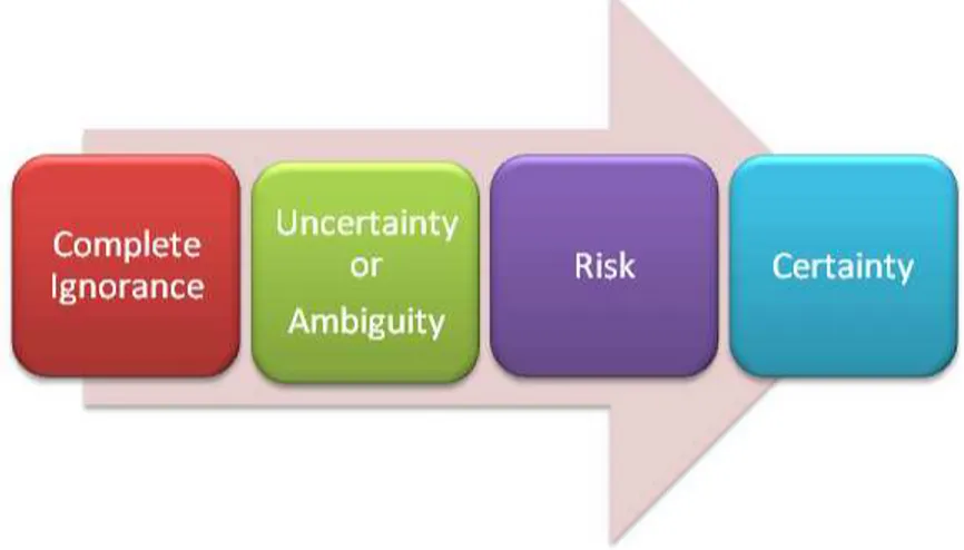 Figure 2.1: Continuum of knowledge about outcomes and probabilities