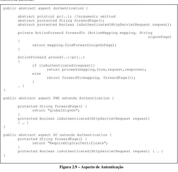 Figura 2.9 – Aspecto de Autenticação 