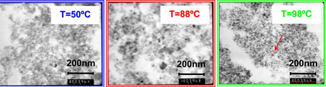 FIGURA 5.10 – Micrografias MET dos precipitados após a digestão às                                  temperaturas de 50, 88 e 98 °C