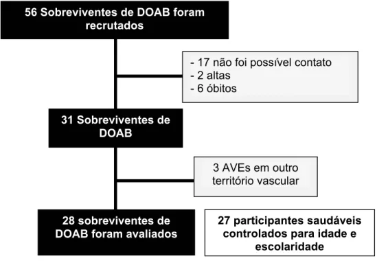 Figura 2 -   Fluxograma de recrutamento de sobreviventes de DOAB e sujeitos  saudáveis