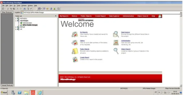 Fig. 14 – Acesso KPI mobile estágio (MicroStrategy developer). 