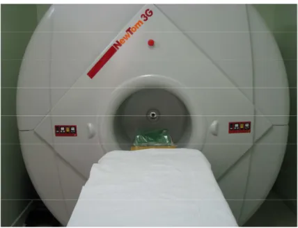 Figura 4.8 – Imagens representando os exames por TCFC, com o conjunto posicionado sob o gantry 