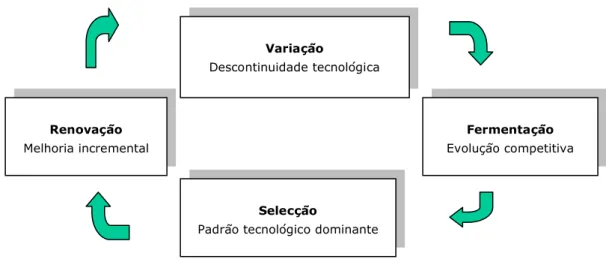 Fig. 2 - A co-evolução da tecnologia ou ciclo tecnológico 