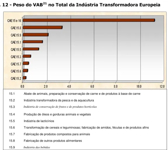 Fig. 12 - Peso do VAB 21  no Total da Indústria Transformadora Europeia  