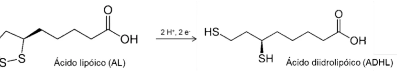 Figura 7: Representação da dupla redox – ácido lipóico (AL) e ácido diidrolipóico (ADHL)