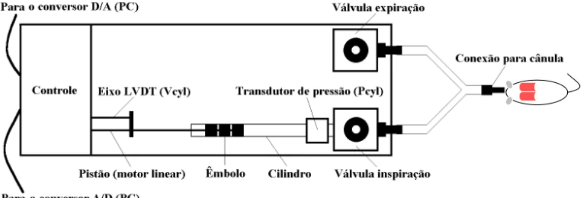 Figura 2: Esquema do respirador para pequenos animais (flexiVent-Scireq), utilizado para a  coleta dos dados de mecânica respiratória