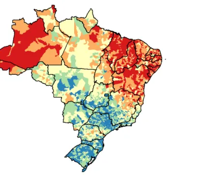 Figura 1. Representação do IDH de todos os municípios do Brasil, 2000  (Fonte: Atlas do Desenvolvimento Humano no Brasil) 