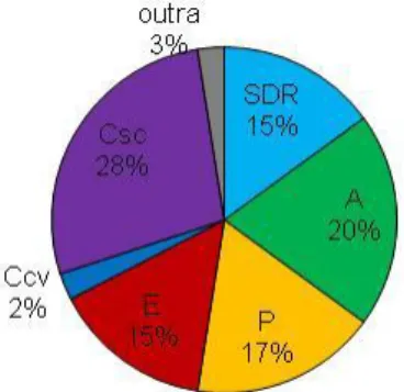 Figura 15: Distribuição da amostra por localidade  de residência  (SDR – S. Domingos de Rana; A –  Alcabideche; P – Parede; E – Estoril; Ccv – Carcavelos; 