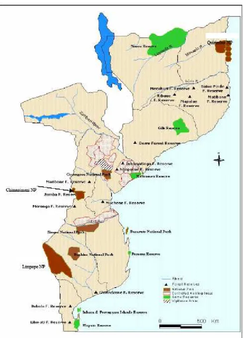 Figura 6.  Áreas de Conservação em Moçambique