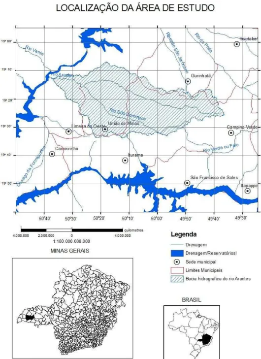 Figura 3 Localização da Bacia do rio Arantes e São Domingos objeto de pesquisa 
