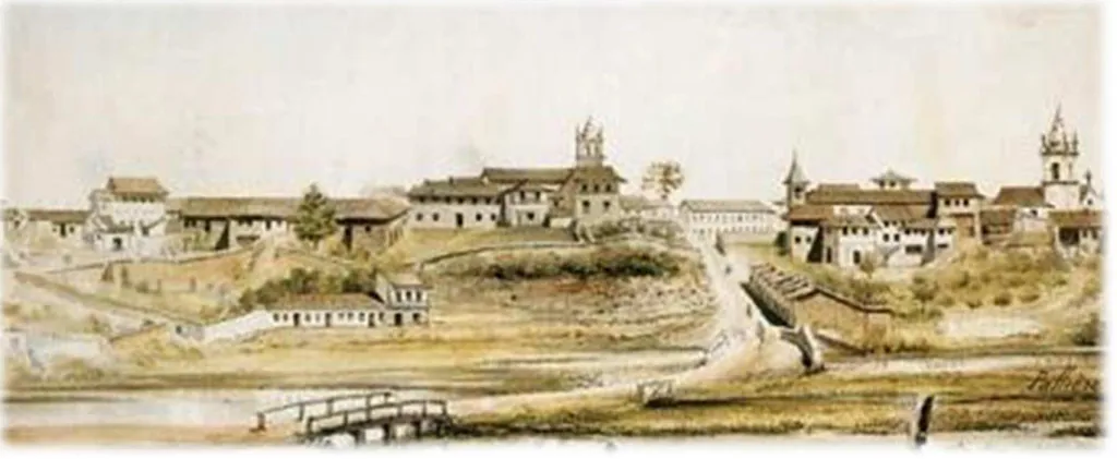 Figura 3: PALLIÈRE, Arnaud Julien. A cidade de São Paulo vista da várzea do Carmo  –  parte sul, 1821  Fonte: LAGO, Pedro Corrêa