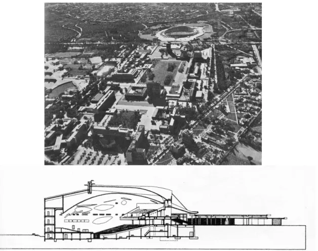 Fig. 11: Vista aérea da Cidade Universitária da Universidad Nacional Autónoma de México, em 1961