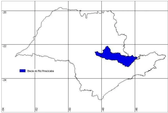 Figura 3 - Localização geográfica da bacia do rio Piracicaba no estado de São Paulo 