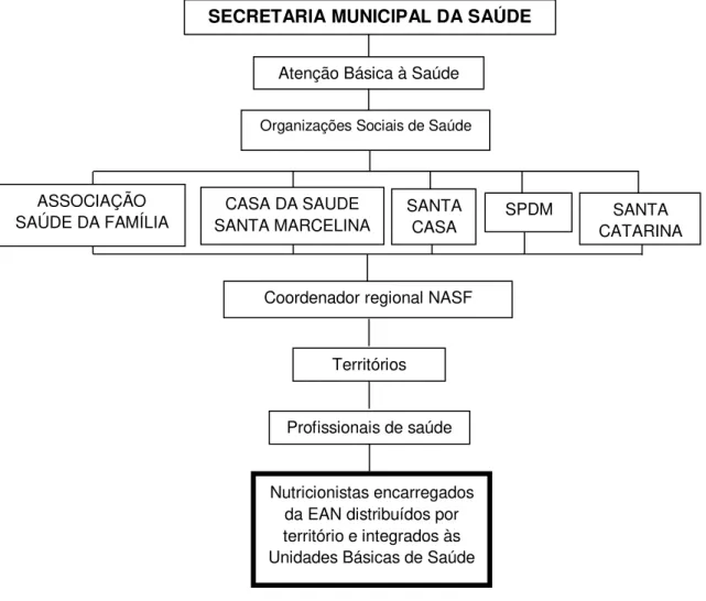 Figura  1.  Estrutura  da  APS  segundo  a  Secretaria  Municipal  da  Saúde.  São  Paulo, 2012
