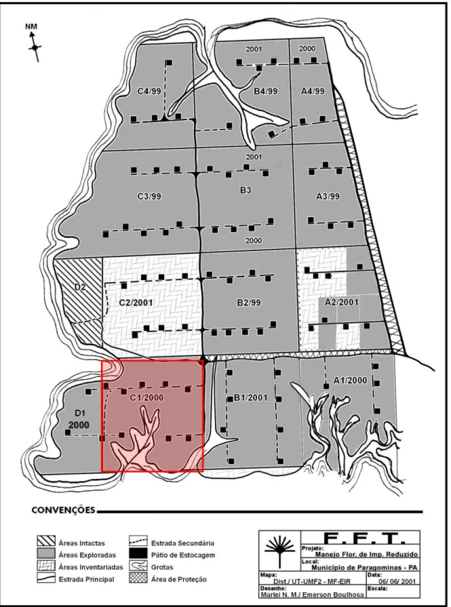 Figura  4  -  Unidade  de  Manejo  Florestal  2.0  na  qual  se  localiza  a  área  explorada  em  2000  (C1/2000)  (Fonte: 