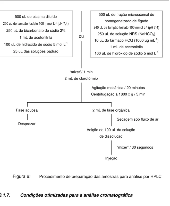 Figura 6:   Procedimento de preparação das amostras para análise por HPLC 