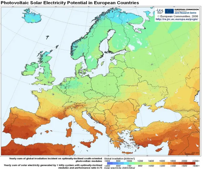 Figura 6 - Potencial Foto voltaico dos Países Europeus  
