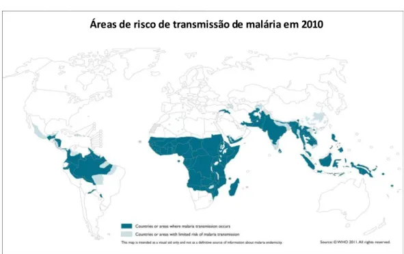 Figura 1 - Distribuição mundial da malária em 2010. 