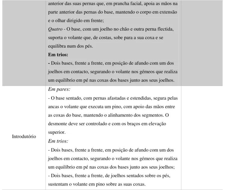Tabela 8 - Ginástica acrobática: objetivos específicos. 