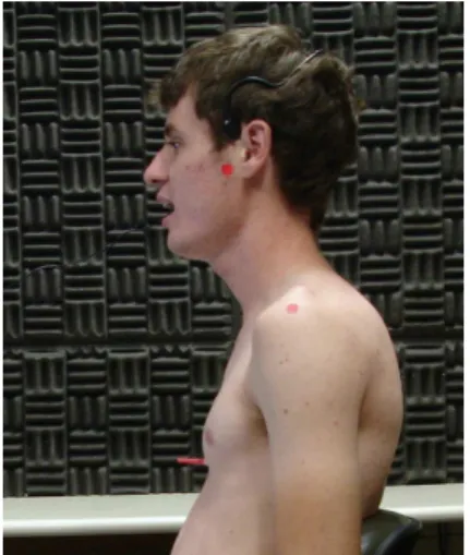 Figura 18 –  Postura  1  com  coluna  cervical  ereta,  realizada  pelo  sujeito para gravação do sinal de voz