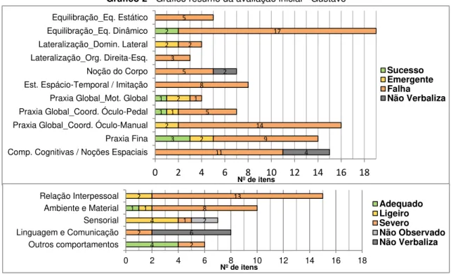 Gráfico 2 - Gráfico resumo da avaliação inicial - Gustavo 