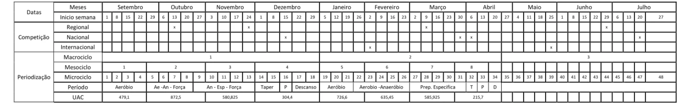 Tabela 11  –  Planeamento anual de preparação para os dois primeiros macrociclos 