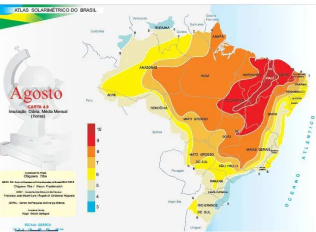 Figura 4.22- Localização da Zona 1 no território brasileiro em agosto  Fonte: TIBA et al., 2000 