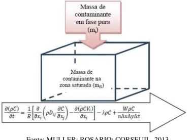 Figura 5 - Modelo de transferência de massa da fonte, fase pura, para fase  dissolvida