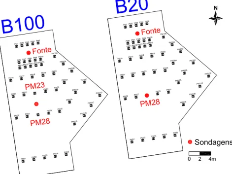 FIGURA 4.3 – Detalhe dos poços utilizados para análises de estratigrafia do solo. 