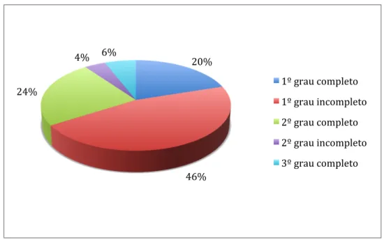 Figura 5.2 - Distribuição dos pacientes analisados segundo o grau de escolaridade 